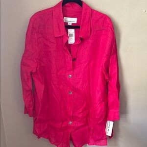 Caroline Rose - Bright Pink Button-Up Blouse